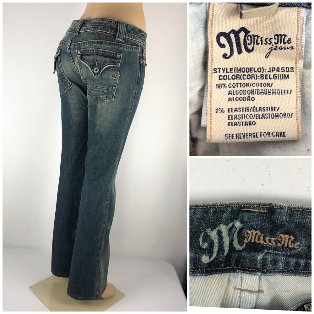Miss Me 30 X 32 Jeans Bootcut Distressed Green jp4503 Belgium Cotton Blend